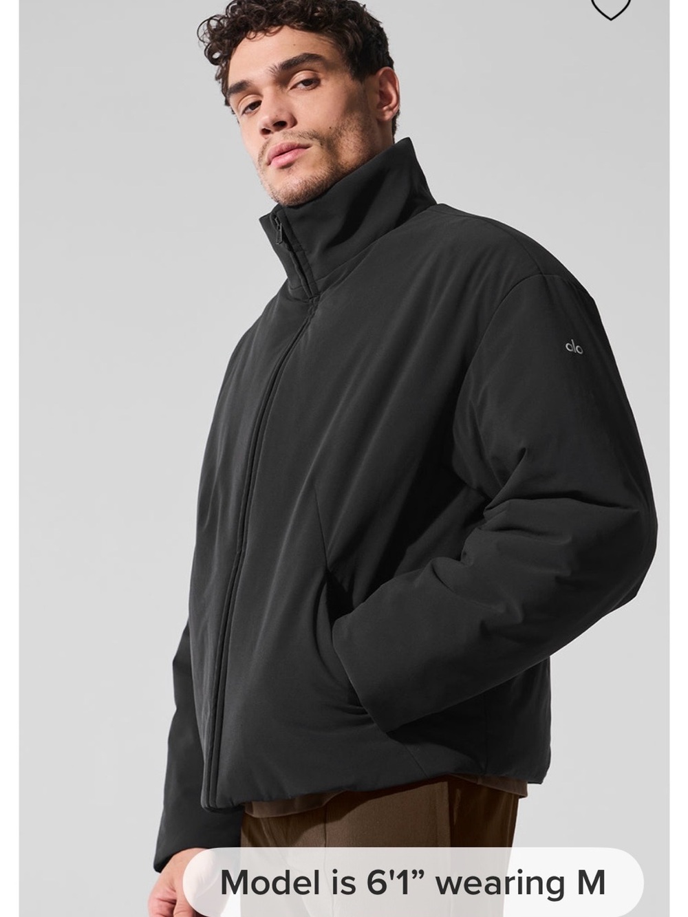 ALO Yoga Men Stretch Notable Jacket High Collar Black Size M